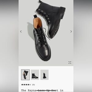 Madewell Rayna Lace Up Boot Black Leather size 9